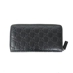 Gucci Business Black ssima Zip Wallet Leather